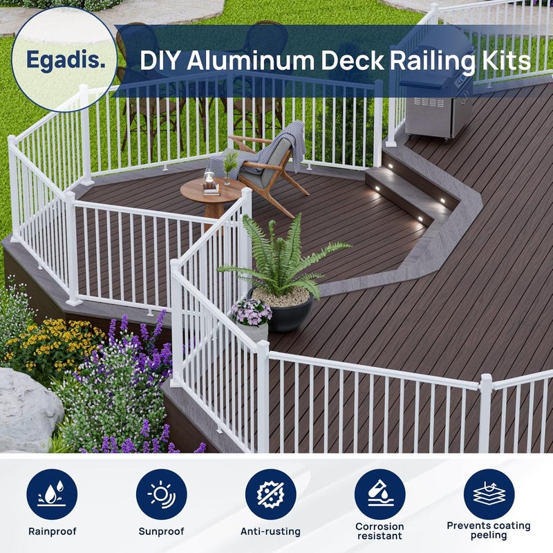 Egadis 2 Pack 42 in.x 2.56 in. x 2.56 in. Deck Railing Post with Screws, Aluminum Railing Post, White Outdoor Textured Powder-Coat Finish Stair Post for Decks, Porches & Balconies (2 Post) - Image 5